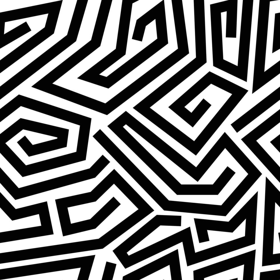 abstract Black and White Lines Pattern Fashion Ornament Psychedelic Stripe seamless pattern background vector