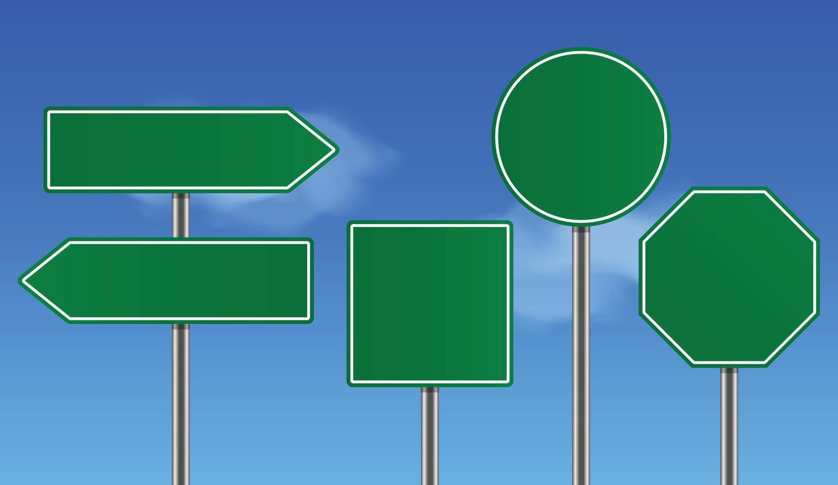 Set of blank Road traffic signs template, various shapes illustration signboards vector