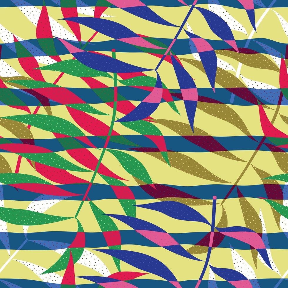 Abstract Floral seamless pattern with leaves. tropical background vector