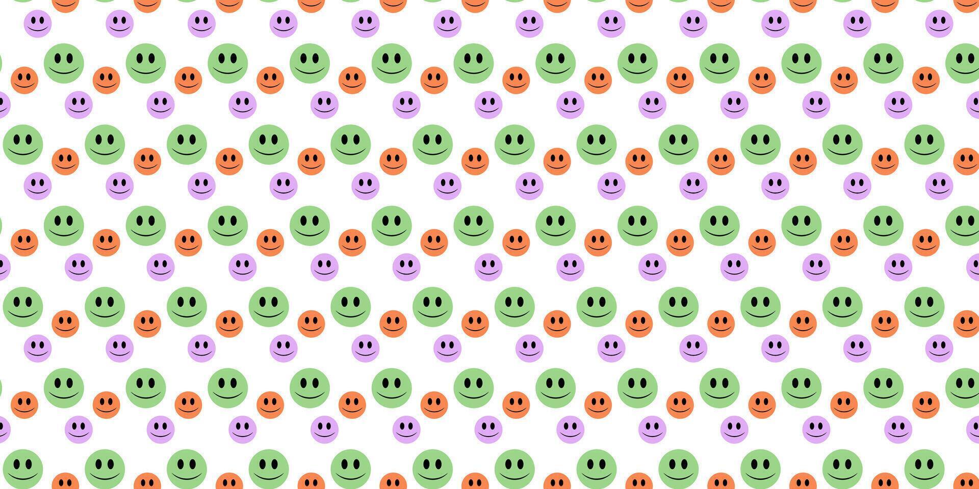 green and purple emoticon pattren on white background vector