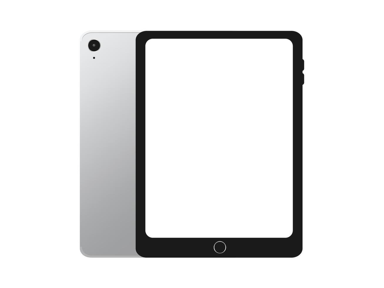 tablet and gray back cover with a blank screen on a white background vector