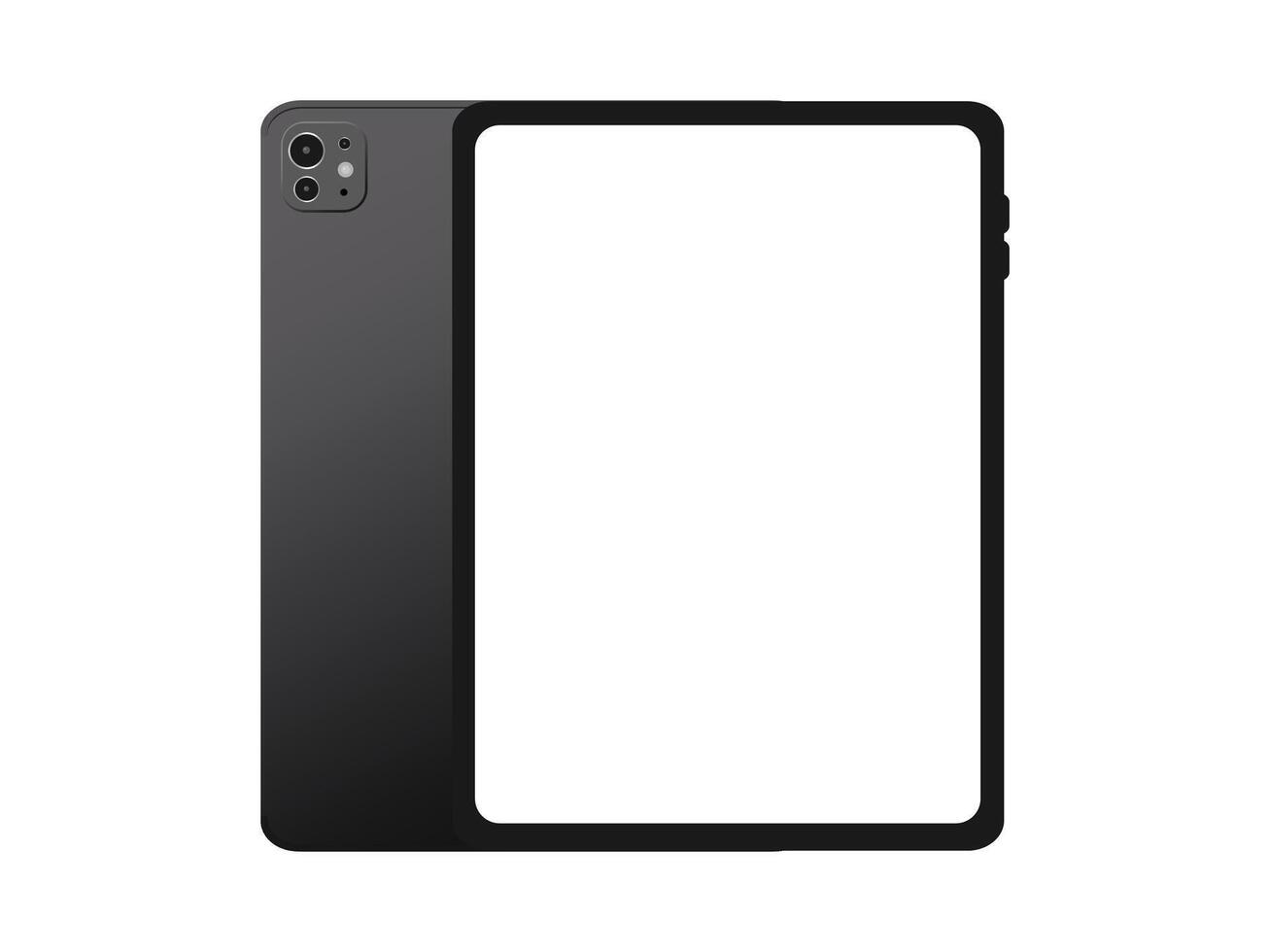 tablet and black back cover with a blank screen on a white background vector
