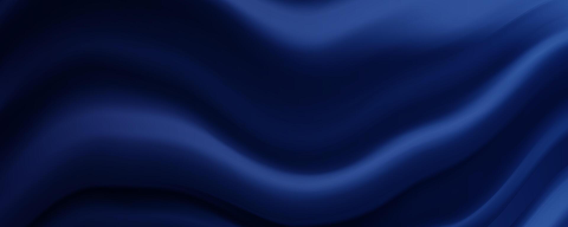 a dark blue silk background with waves of fabric vector
