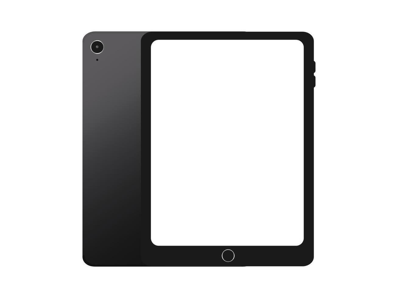 tablet mockup with back cover and blank screen on a white background vector