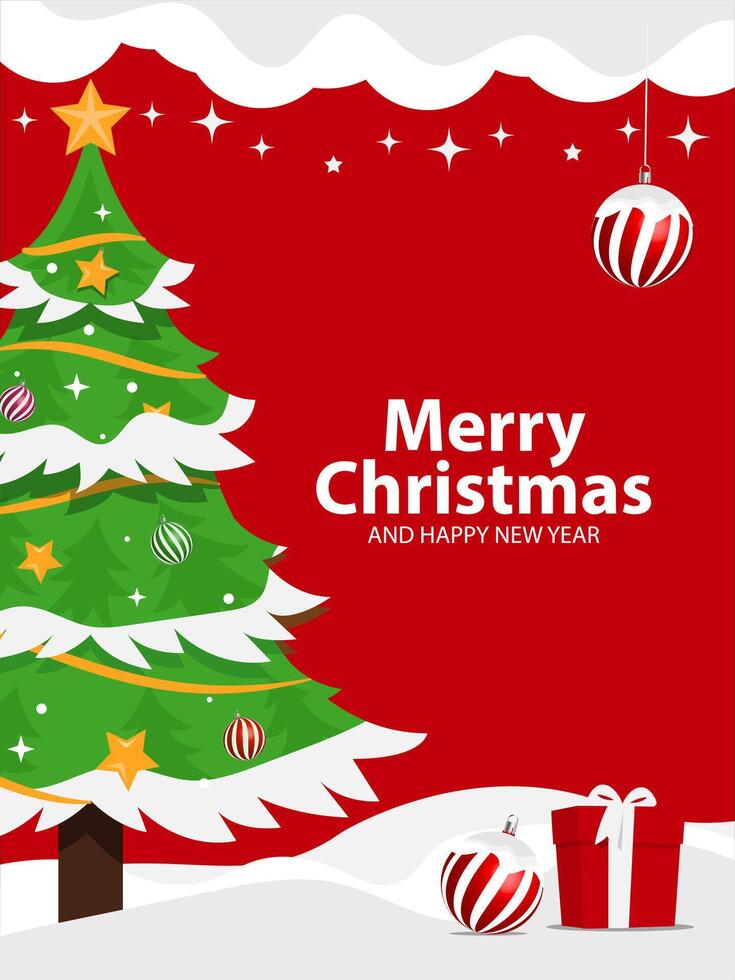 red christmas background with ornaments and decoration vector