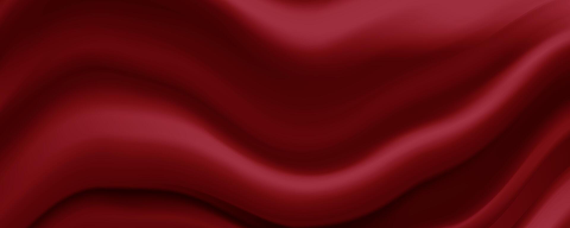 a red silk fabric with waves background vector