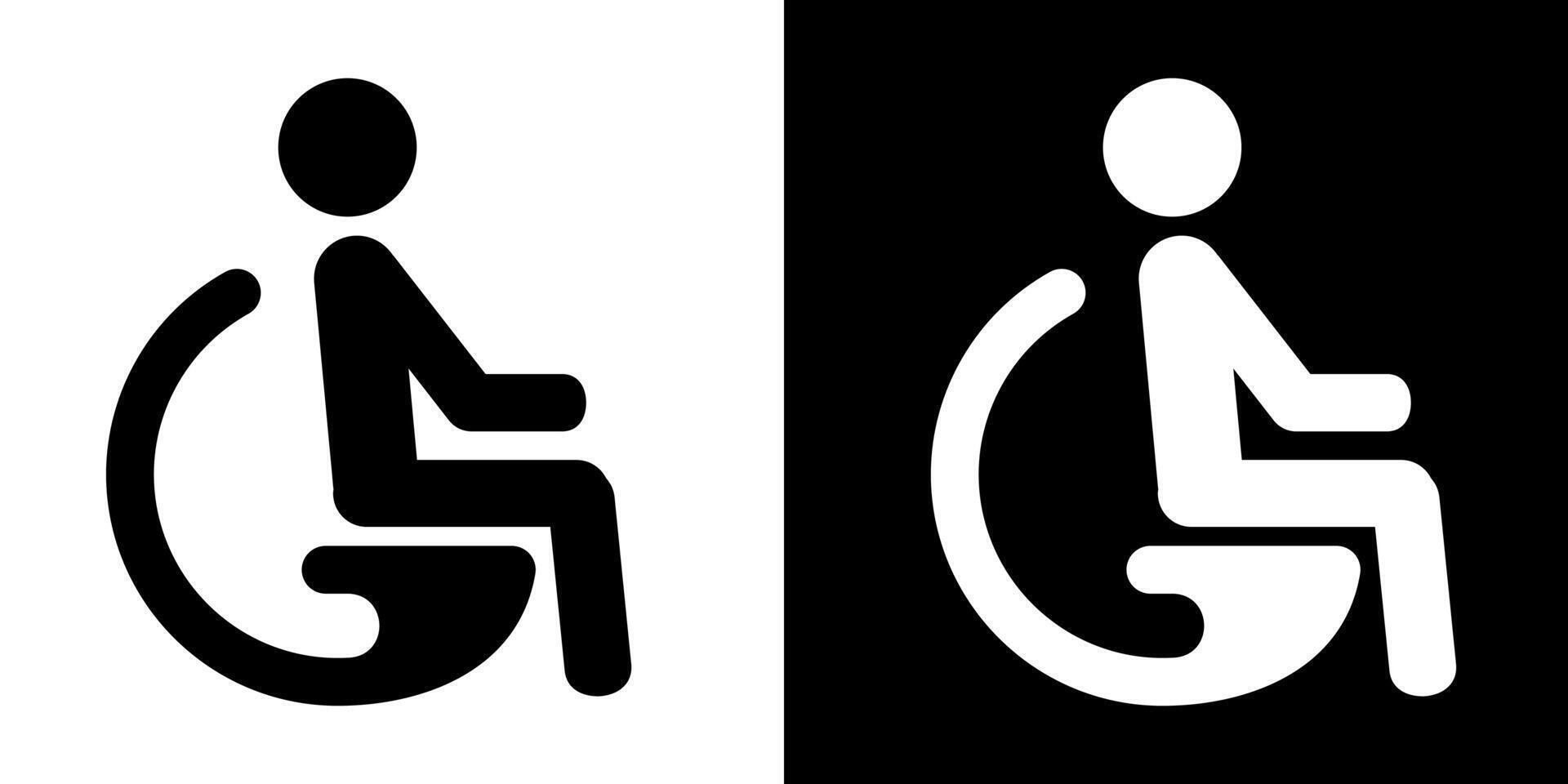 two black and white icons of a person in a wheelchair vector