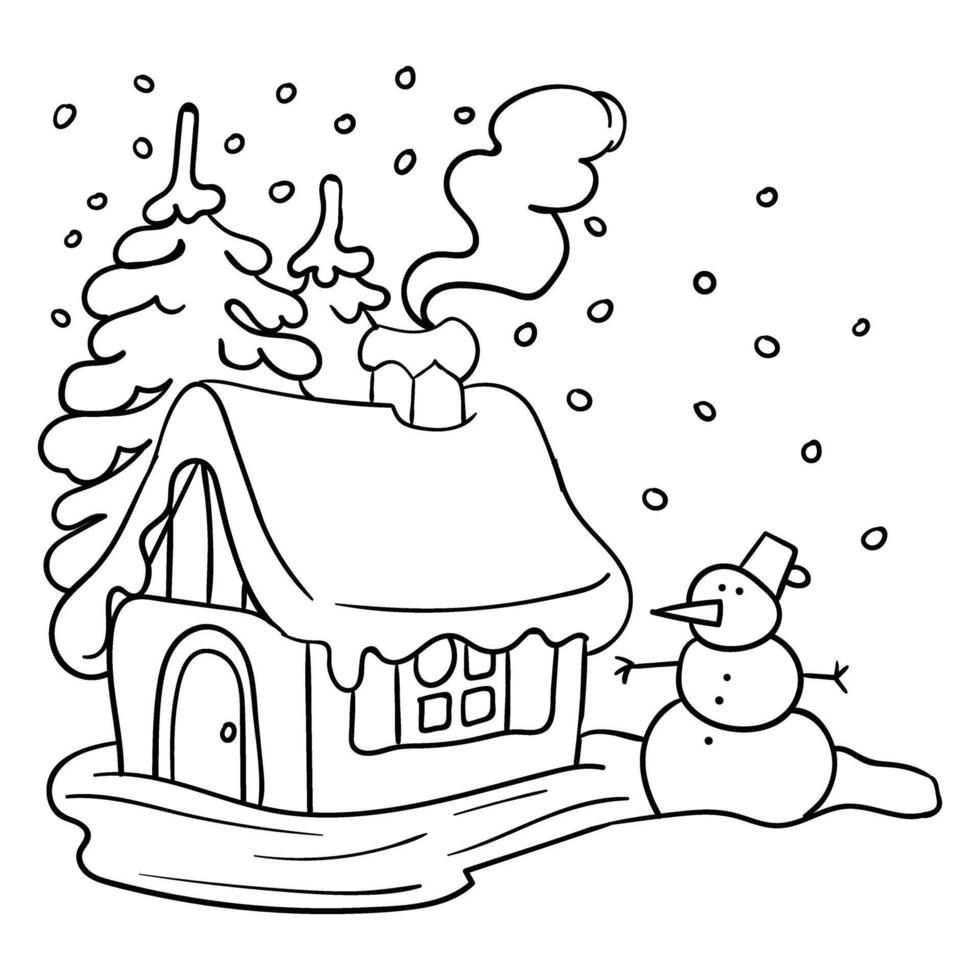 Hand drawing style of Christmas home vector