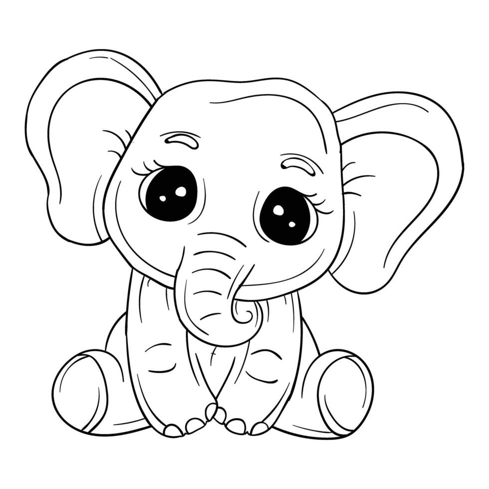 Hand drawing style of baby elephant vector