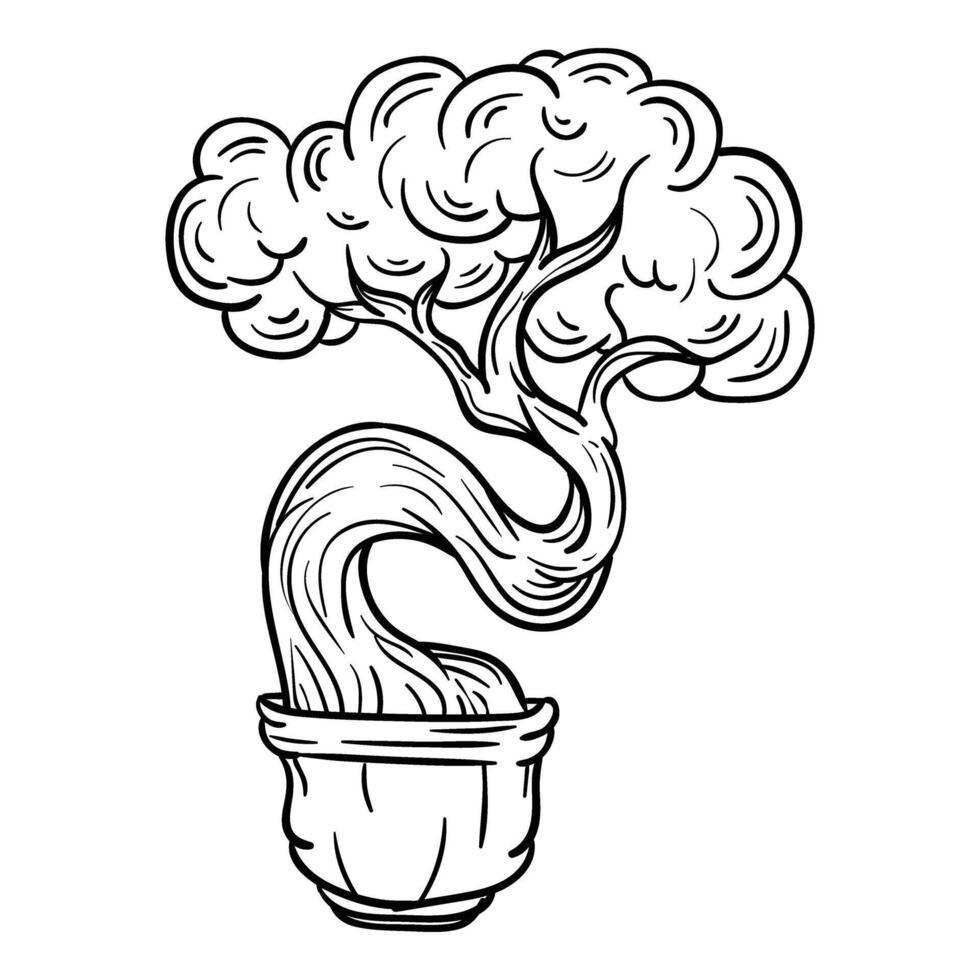 Hand drawing style of bonsai vector