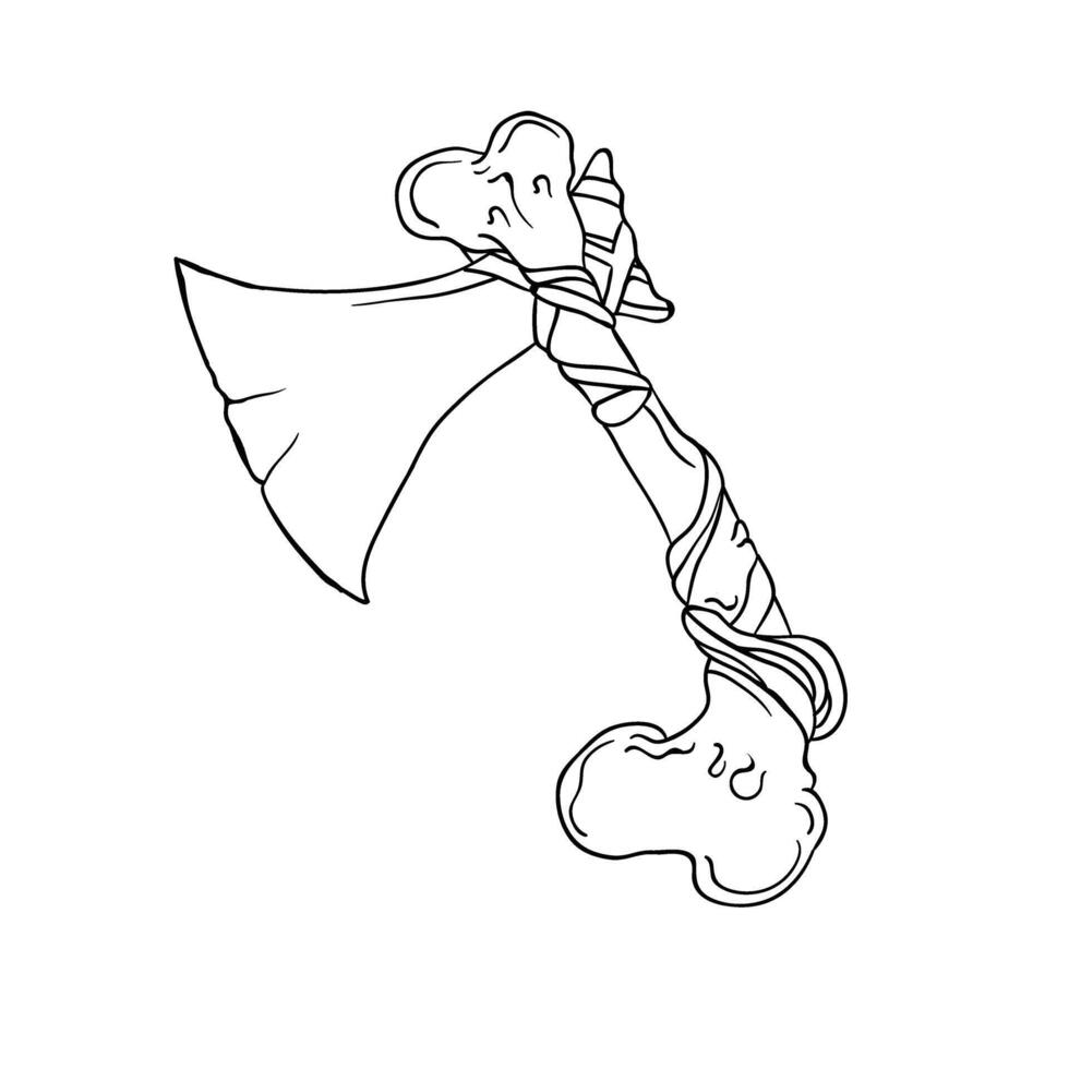 Hand drawing style of bone axe vector