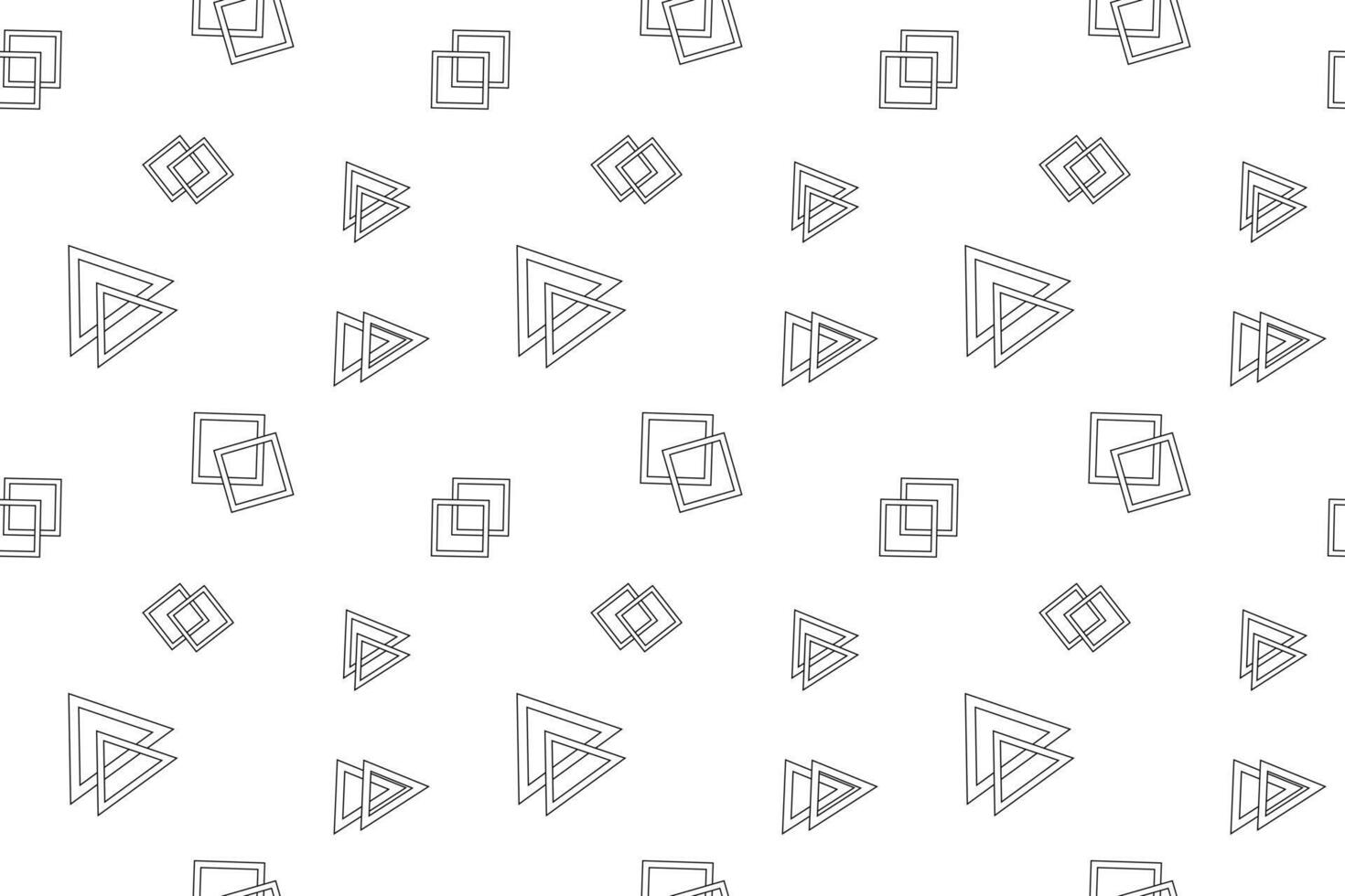 Seamless black and white pattern of hollow squares and triangles, perfect for kids coloring and creative activities. vector