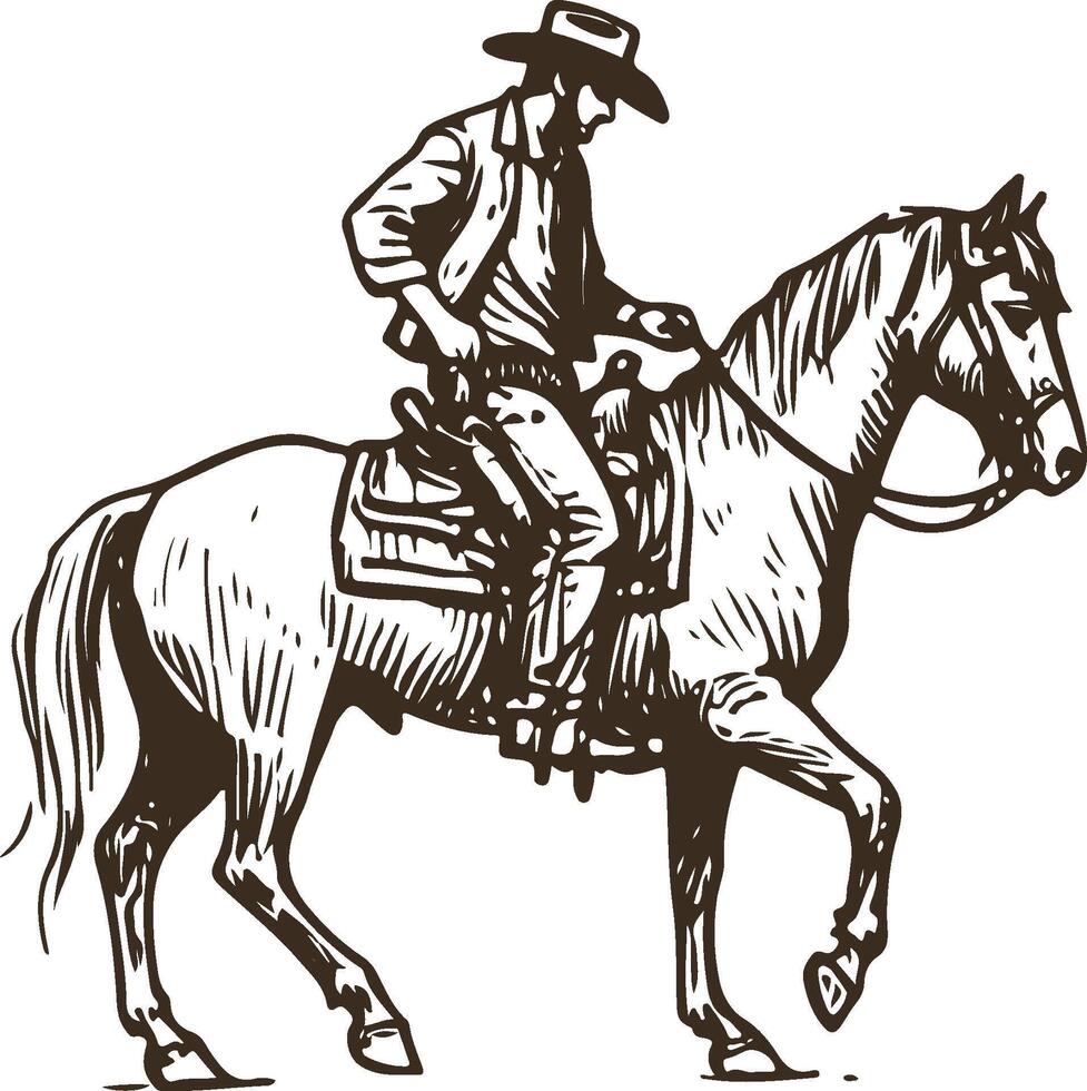Rustic Vintage Cowboy Illustration Classic Western Design for Wild West Themes vector