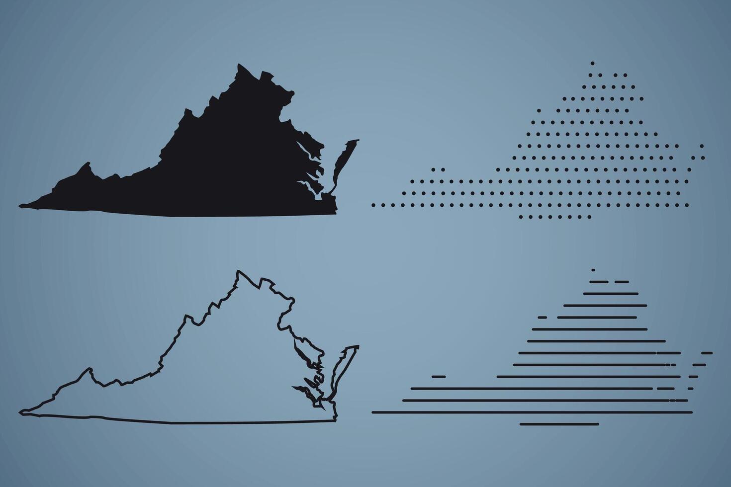 Virginia State Hand Drawn Outline Map of USA vector