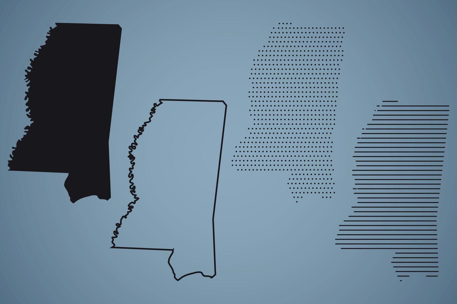 Mississippi State Hand Drawn Outline Map of USA vector