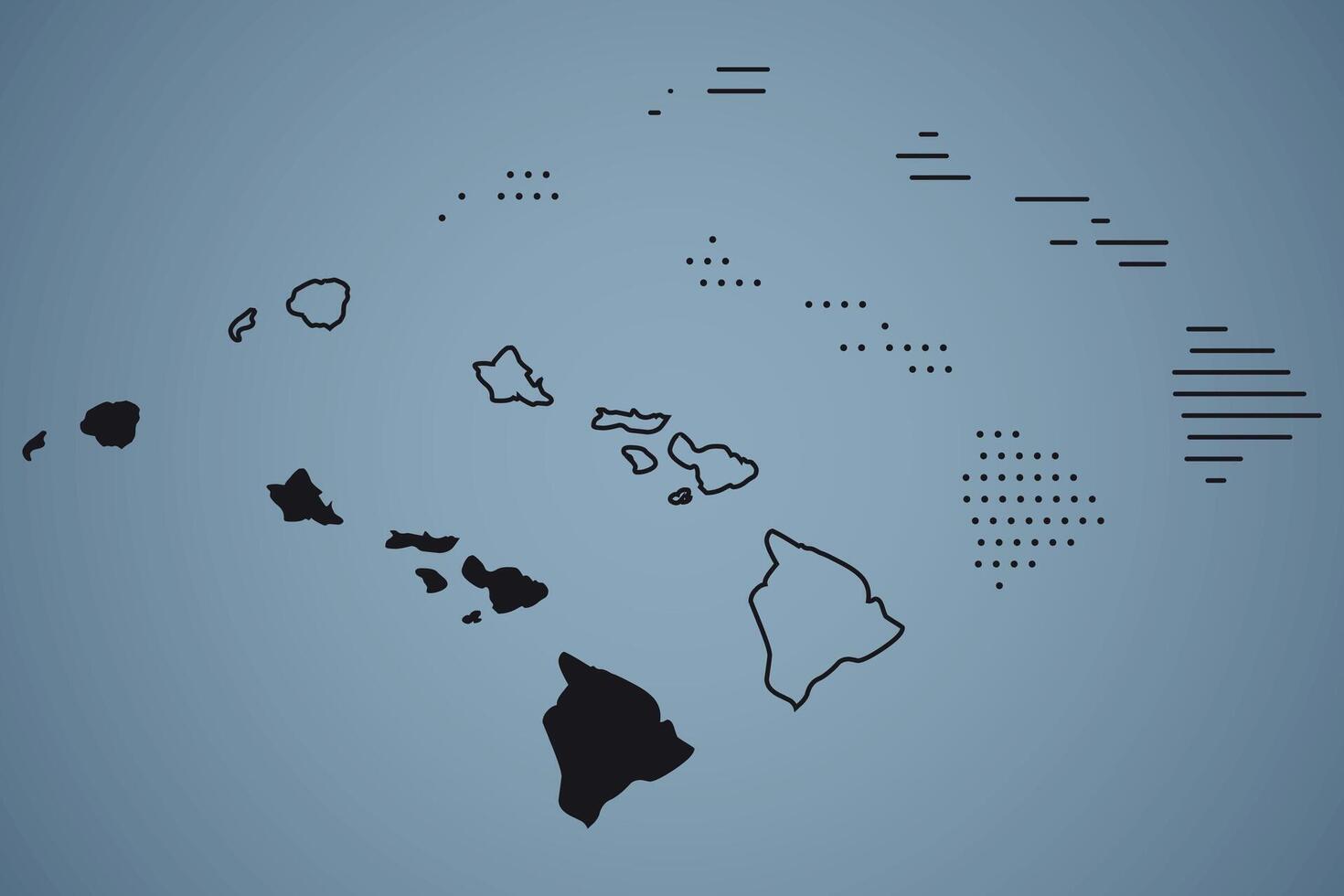 Hawaii State Hand Drawn Outline Map of USA vector