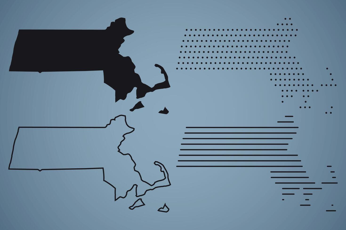 Massachusetts State Hand Drawn Outline Map of USA vector