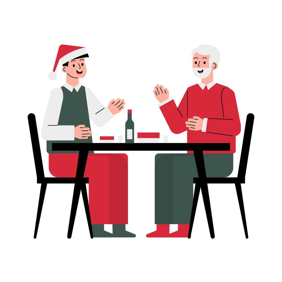 Illustration of a Festive Christmas Dinner Scene vector