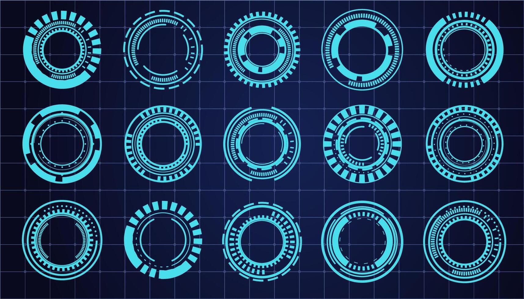 Hud aim pointer optical target, Futuristic focus range indicators, laser crosshair collimator sight. Measurement sniper for sniper gun. Game interface design ui element vector