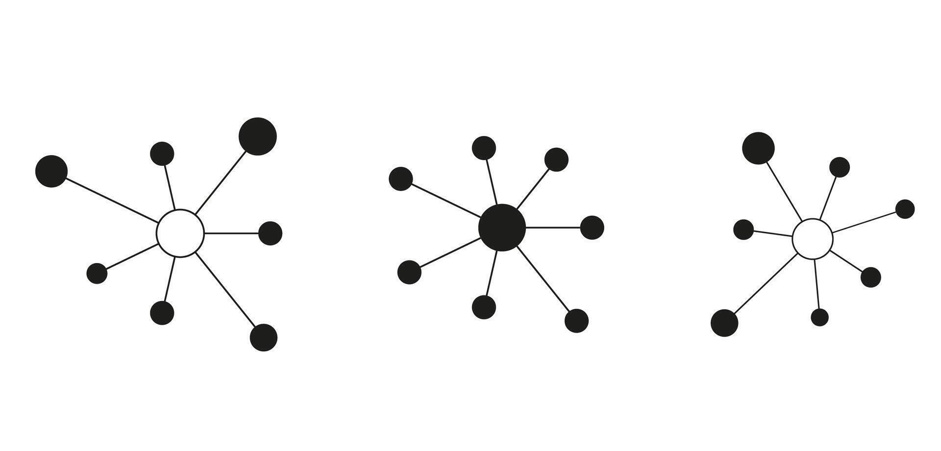 Hub networks connections system symbol line icon. Molecule or atom structure, communications social media contacts. Abstract share or business infrastructure. vector