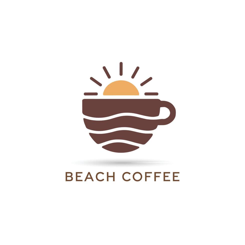 The beach coffee logo is shown in a brown and white color scheme vector