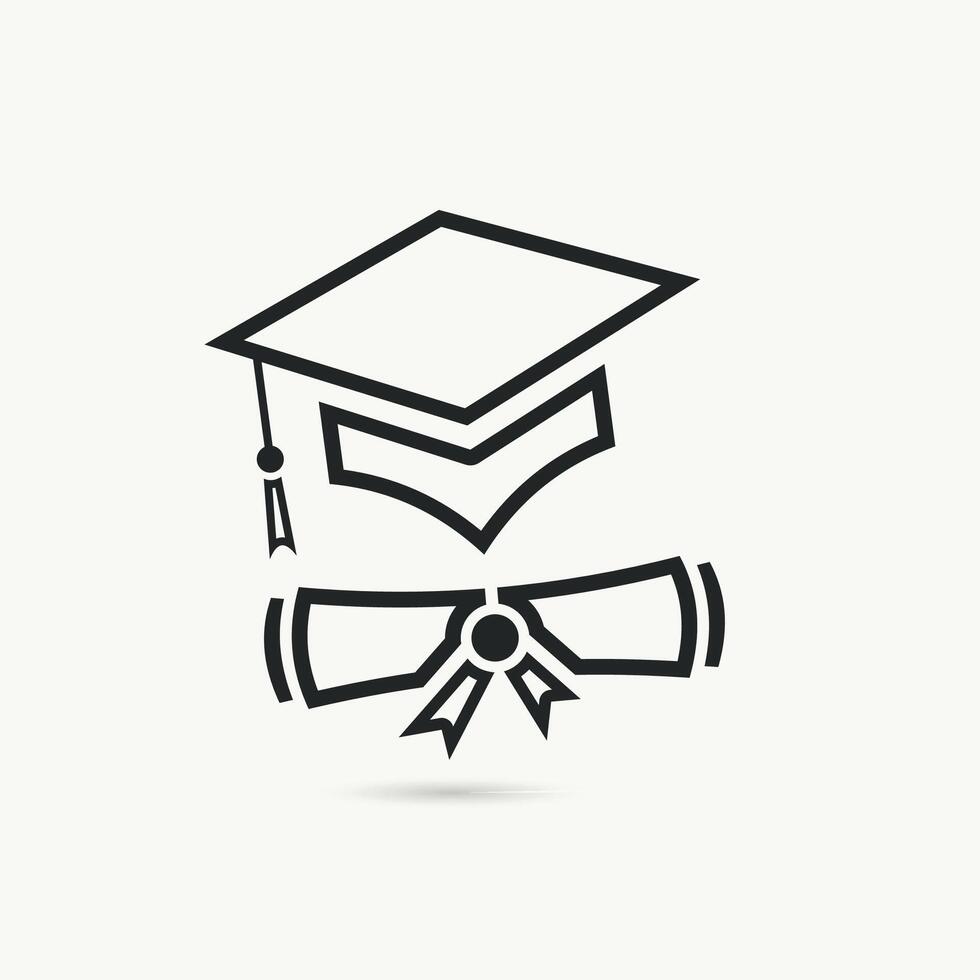 Graduation cap and diploma icon illustration vector