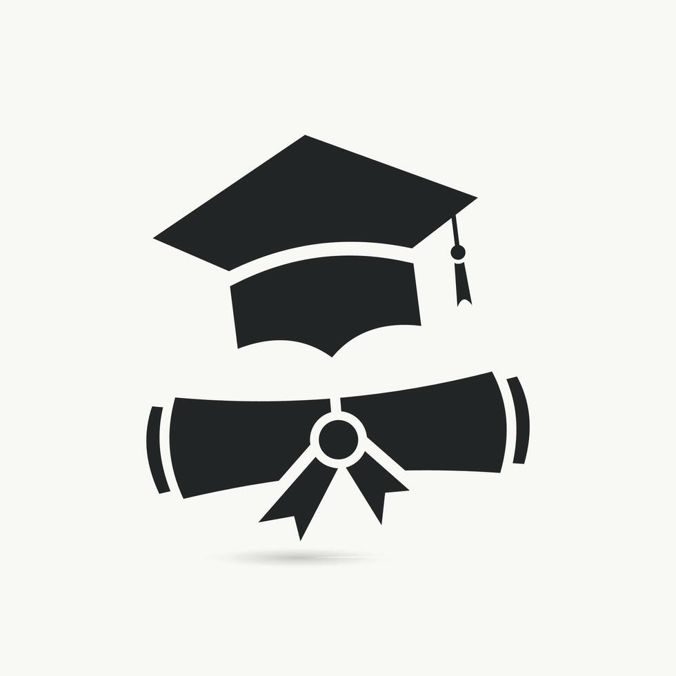 Graduation cap and diploma icon illustration vector
