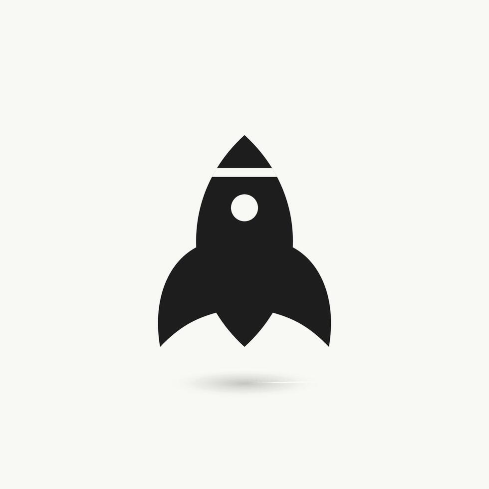 A black and white rocket icon on a white background vector
