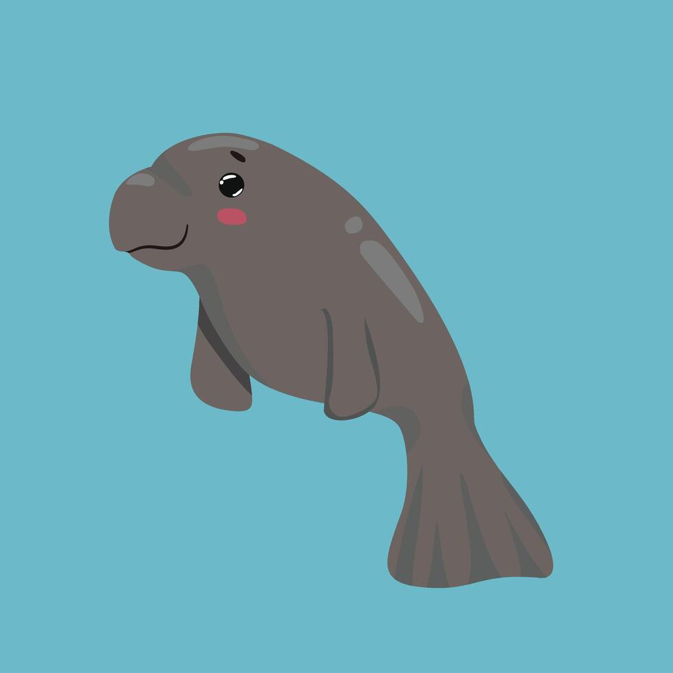 Cartoon Illustrations of Dugong Adorable Animals vector