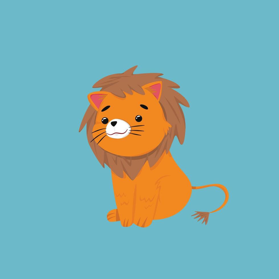 Cartoon Illustrations of cute little lion Adorable Animals vector