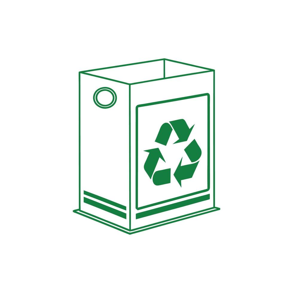 A green recycling bin with a green recycling symbol vector