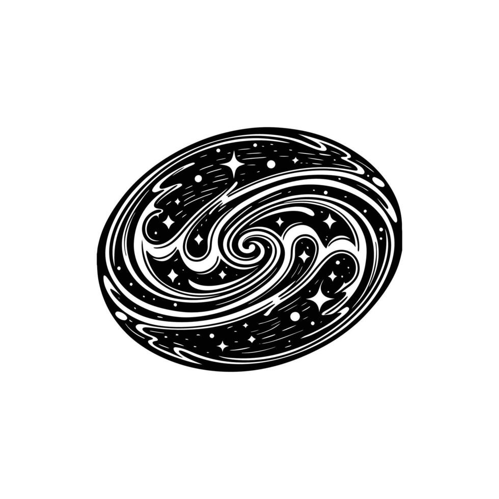 A black and white drawing of a spiral vector