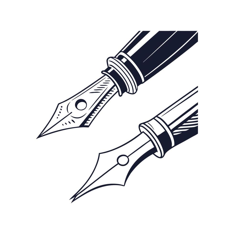Fountain pen and ink cartridge vector