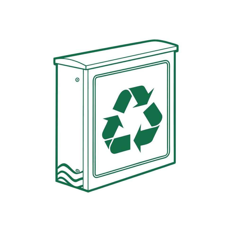A green recycling box with a green arrow vector