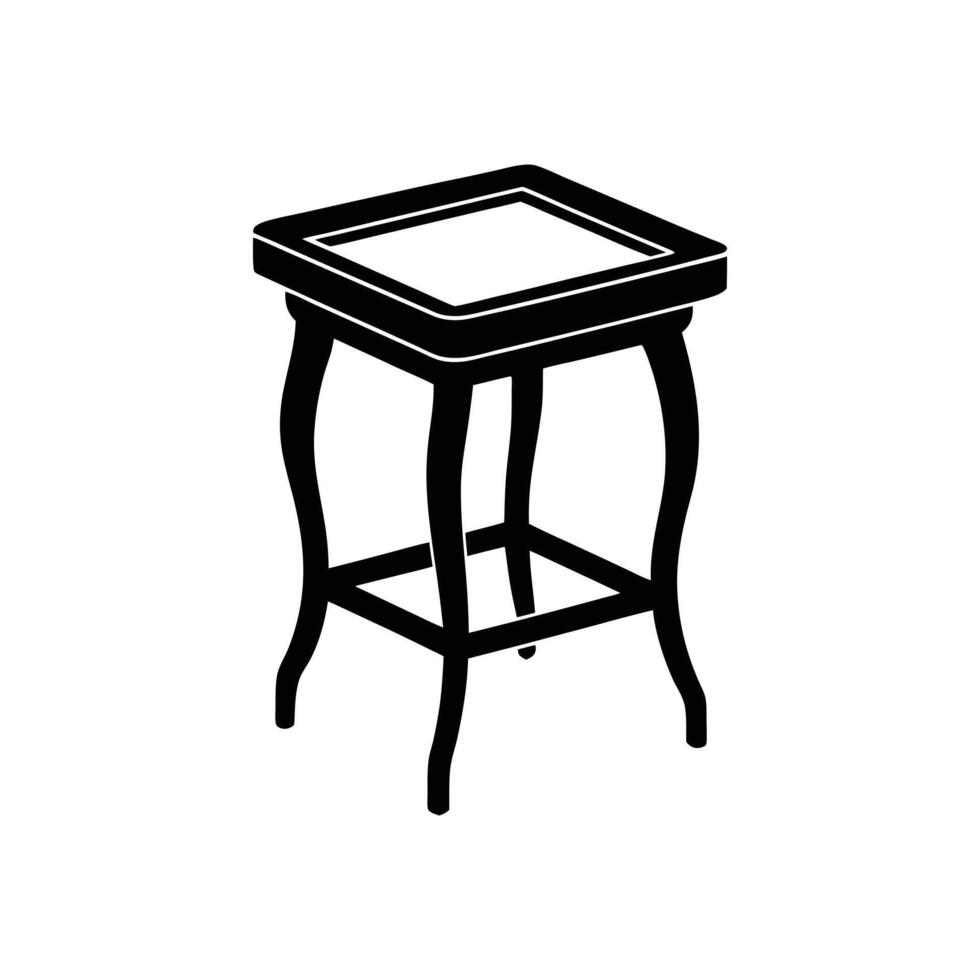 A black and white illustration of a stool vector