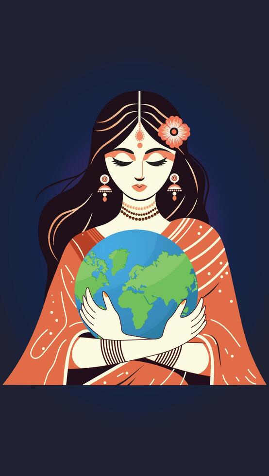 Women is Protecting Earth vector