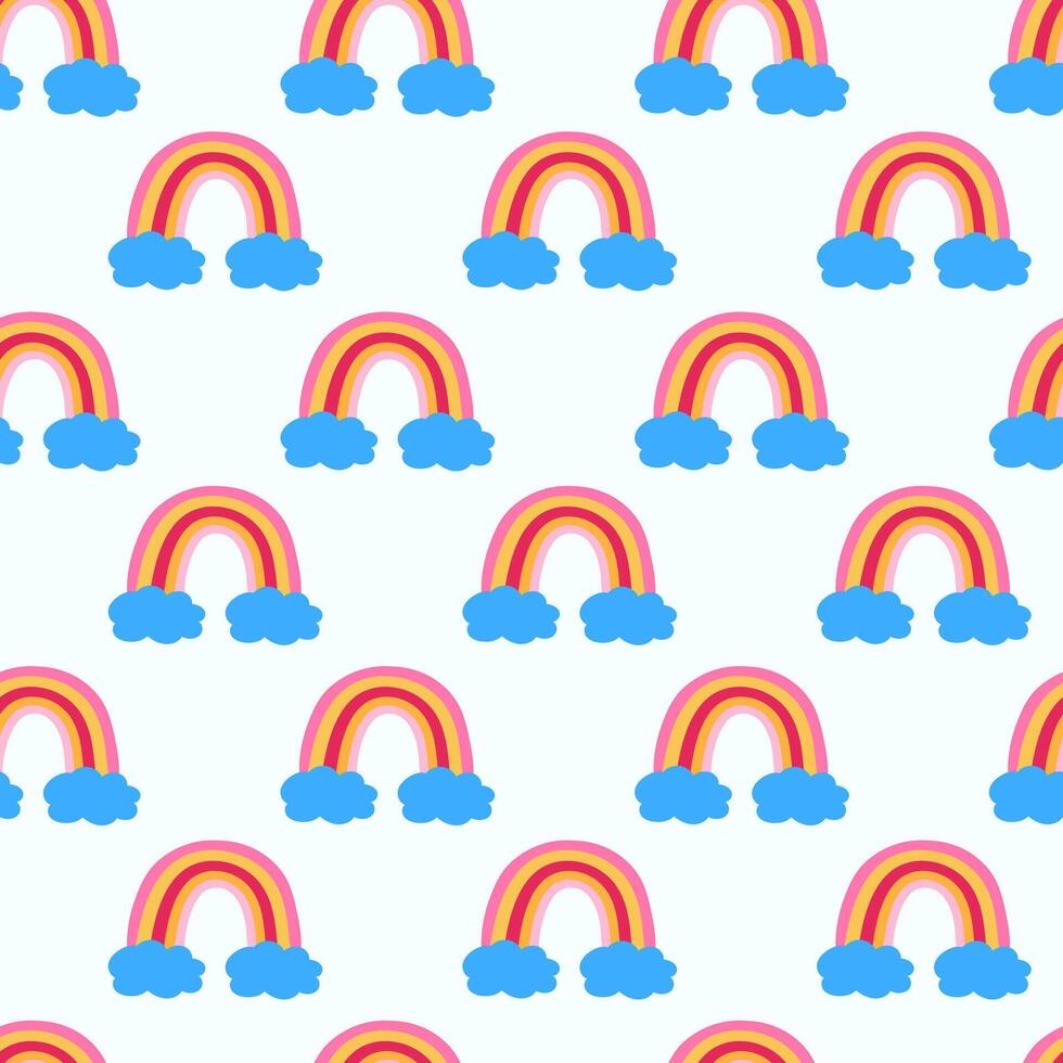 Seamless childish pattern with cute pink colors rainbow. Creative kids texture for design, fabric, wrapping, textile, wallpaper, apparel. flat illustration. vector