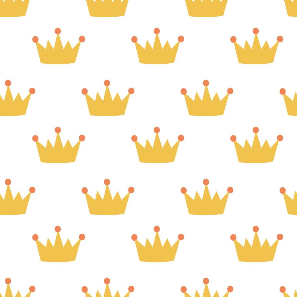 Seamless Pattern with crown of kings, princes, monarchs and queens. Flat illustration. vector
