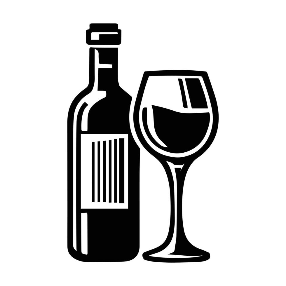 Wineglass black icon. Wine glass glyph silhouette. The symbol of alcoholic drinks. illustration flat design. Isolated on white background. Bar sign. vector