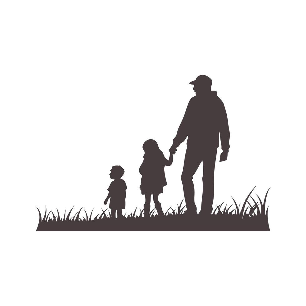 Silhouette of a family with two children vector