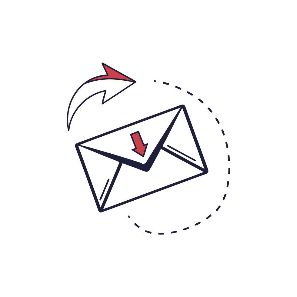 An email envelope with an arrow coming out of it vector