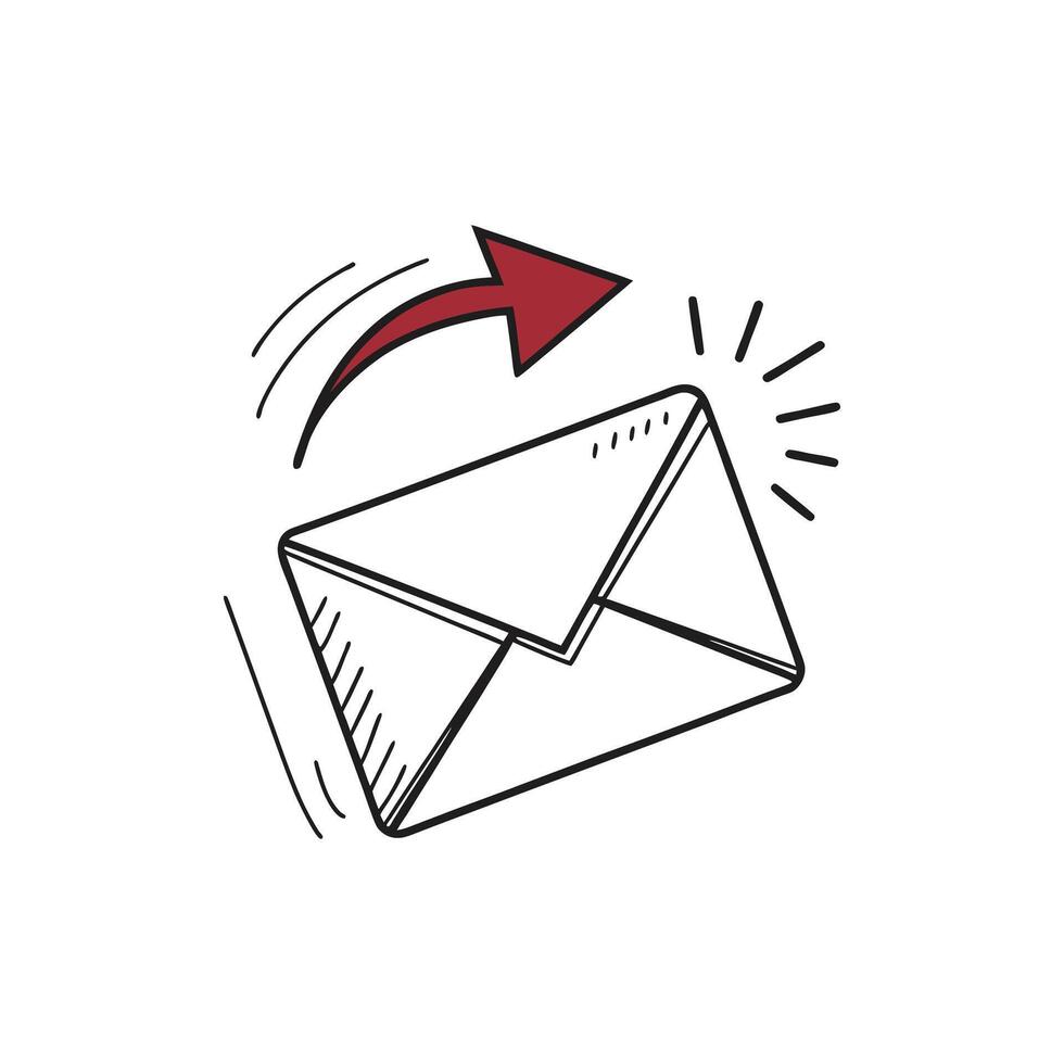 An email envelope with an arrow pointing to it vector