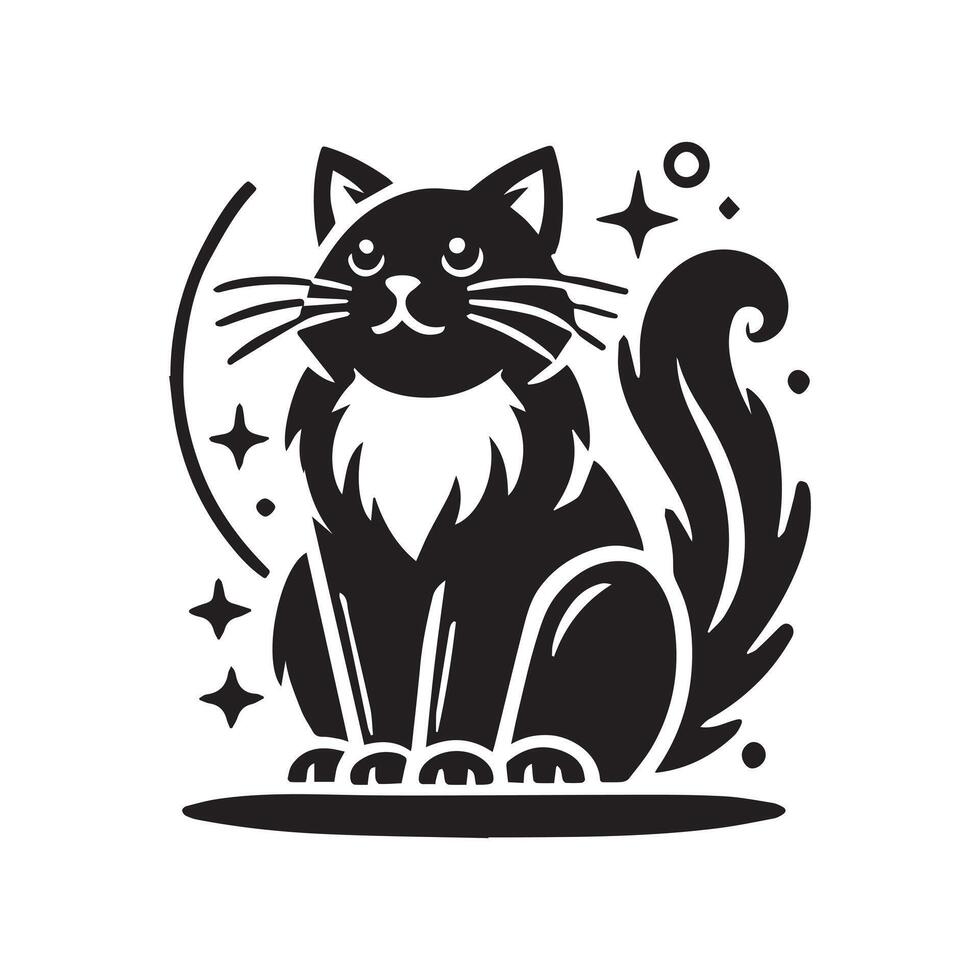 Black cat halloween. Pictogram isolated on a white background. vector