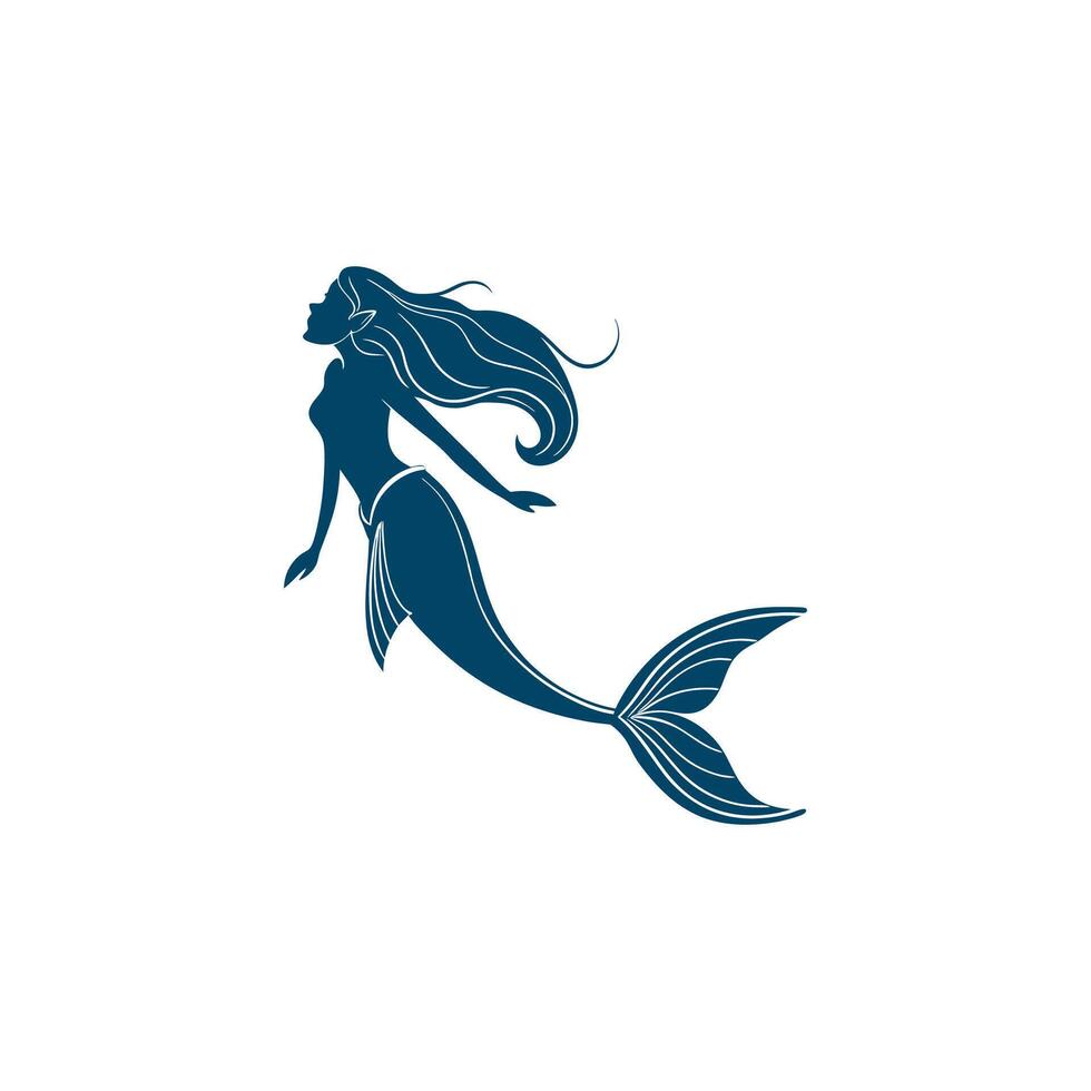Mermaid silhouette illustration drawing vector