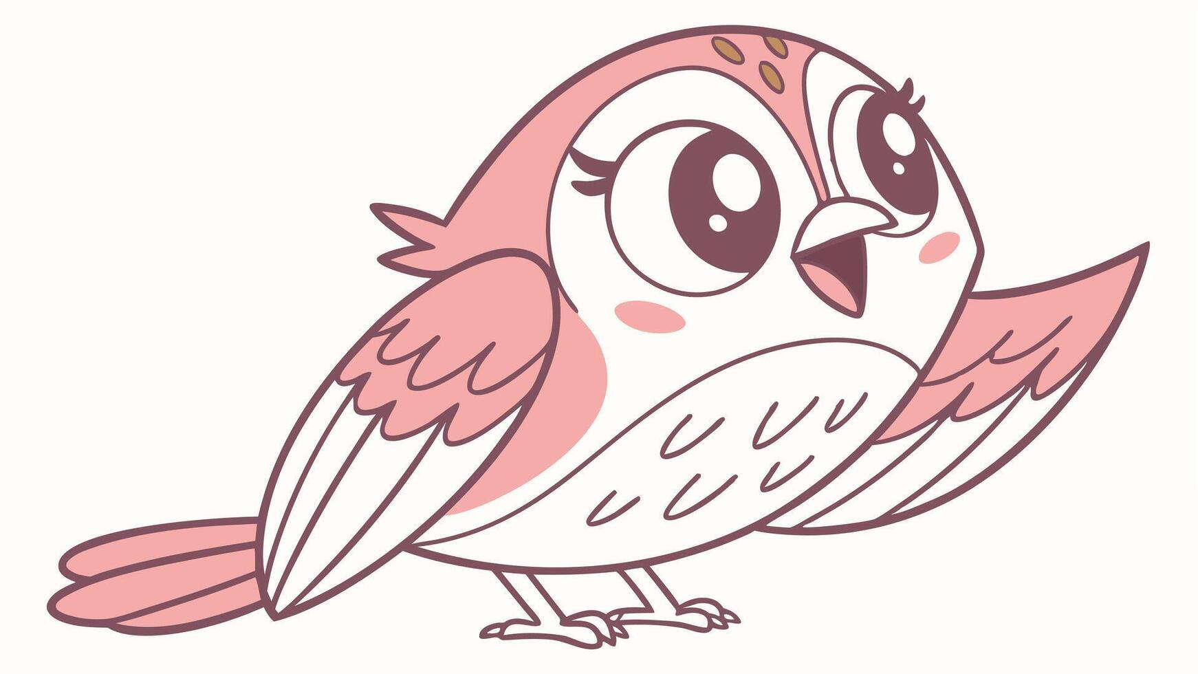 A cartoon bird with big eyes and pink feathers vector