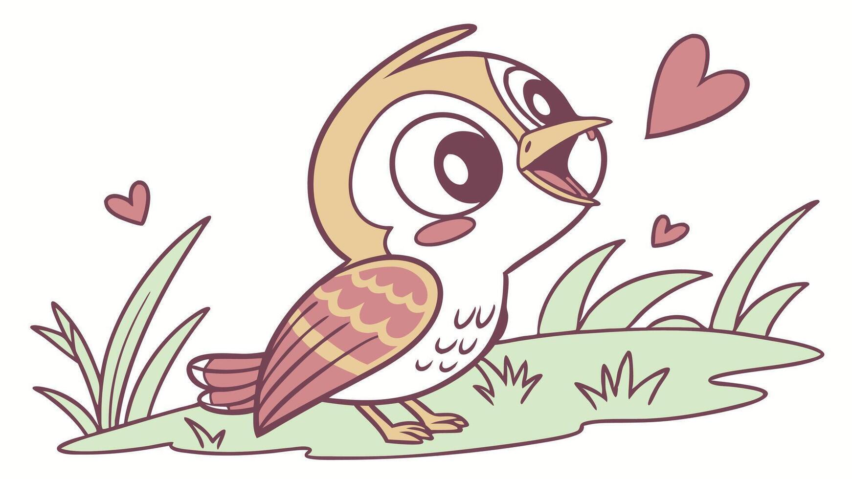 An owl with a heart on its head vector