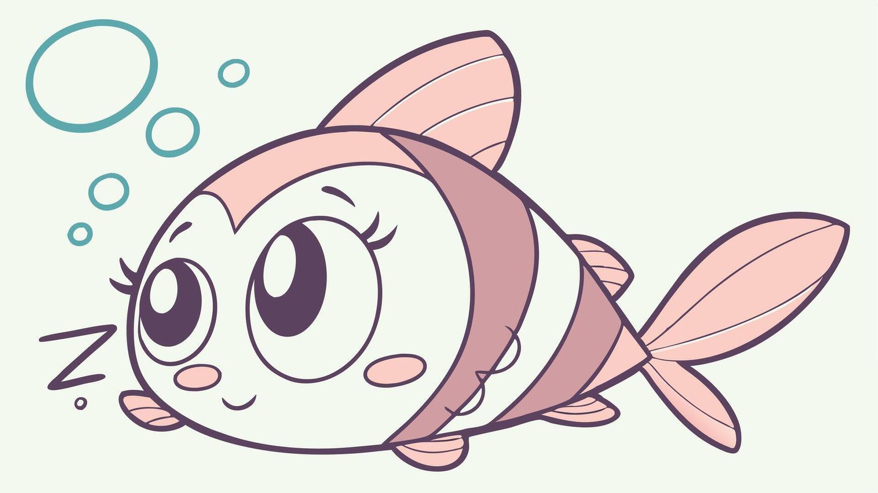 A cartoon fish with big eyes and a bubble around it vector