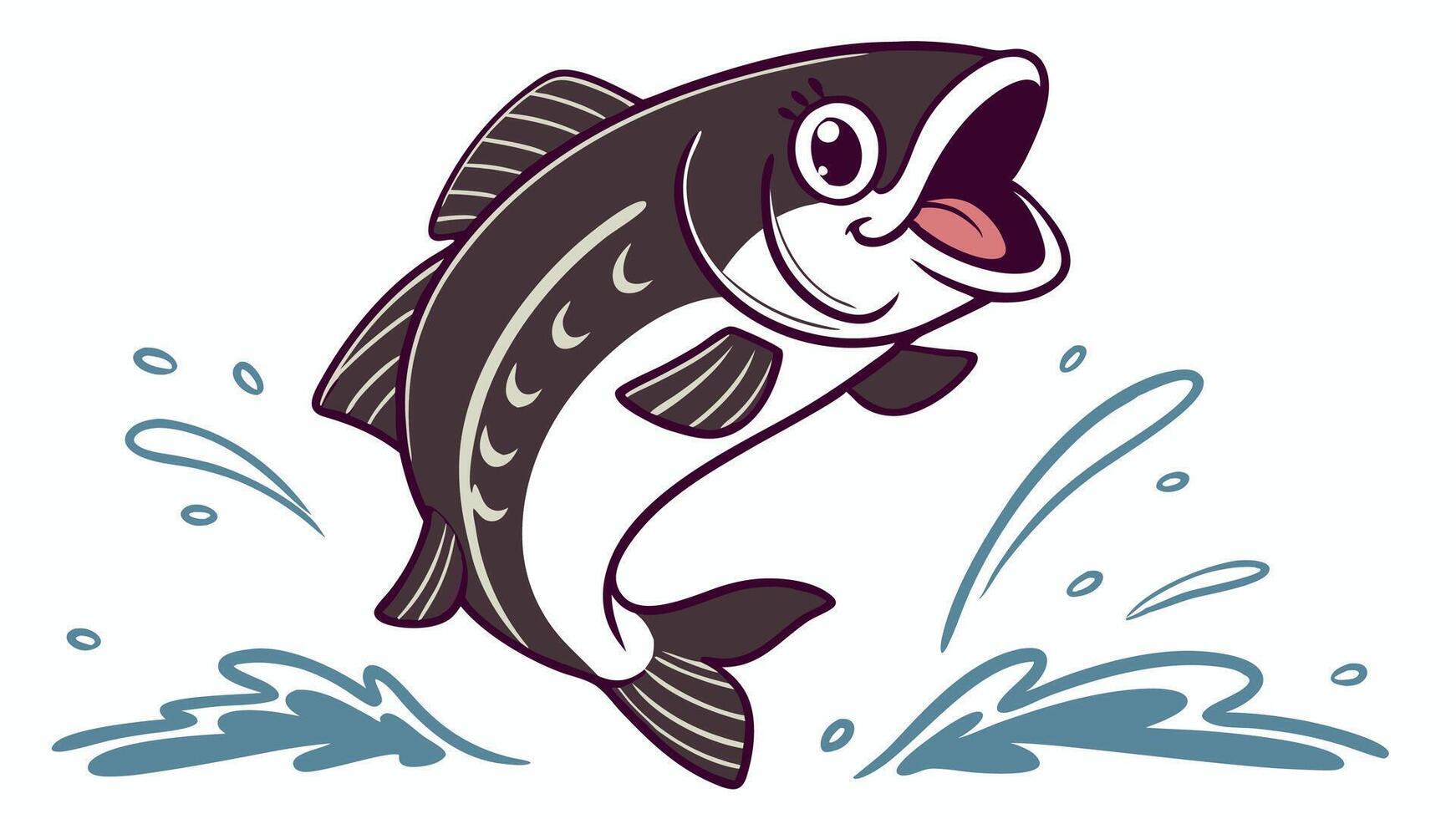 A cartoon fish jumping out of the water vector