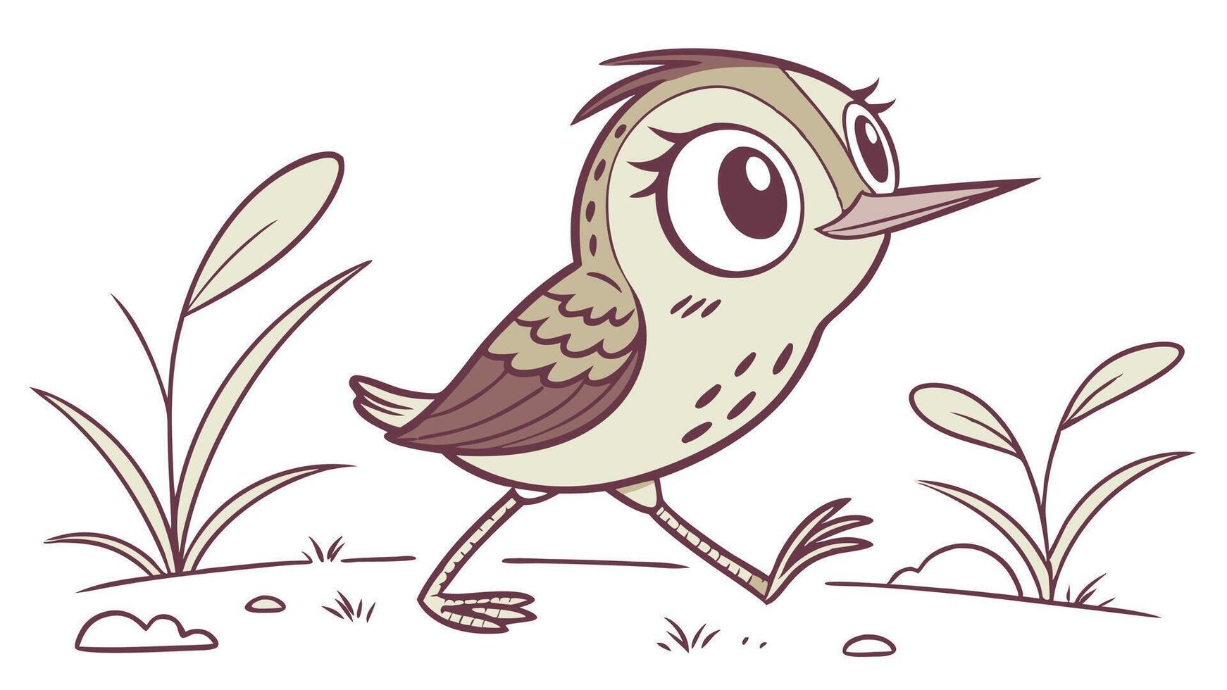 A cartoon bird walking in the grass vector