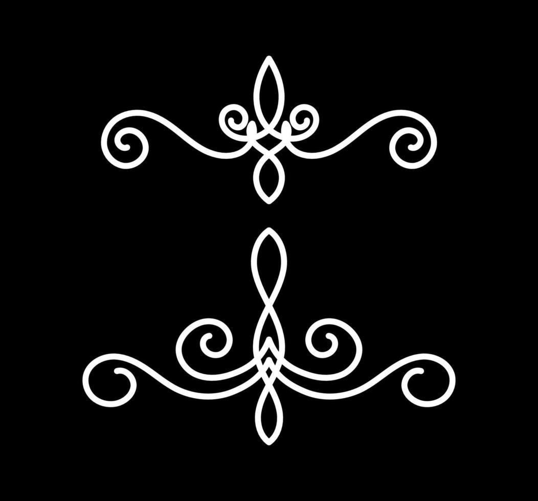 Set two collection of retro ornaments on white and black colour vector